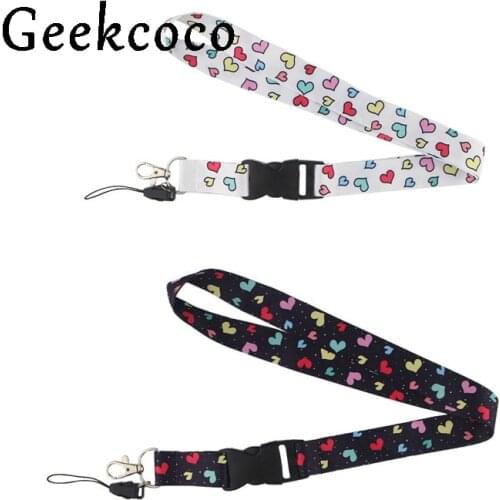 Heart Floral pattern Cell Phone Lanyard Strap Keychain Phone Keys Camera IDs Badge Holder Detachable Buckle lanyards J0501