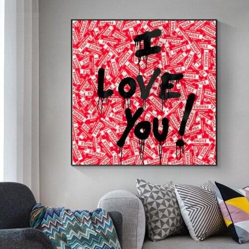 Pop Art I LOVE YOU Letter Canvas Painting Poster and Print Wall Street Art Pictures for Living Room home Decoration Cuadros