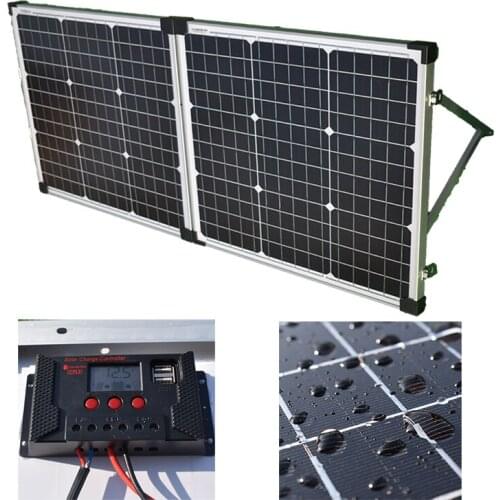 Folding Solar Panel 100W(2PCS 50W) 18V Monocrystalline Panel Solar Cell For 12V Battery Charge