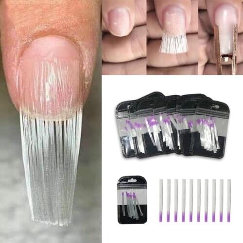 10PCS Fiberglass Nails Extension Glass Fiber Nail Silk Extension Acrylic Nail Tips 5.5cm Builder Forms Salon formy do paznokci