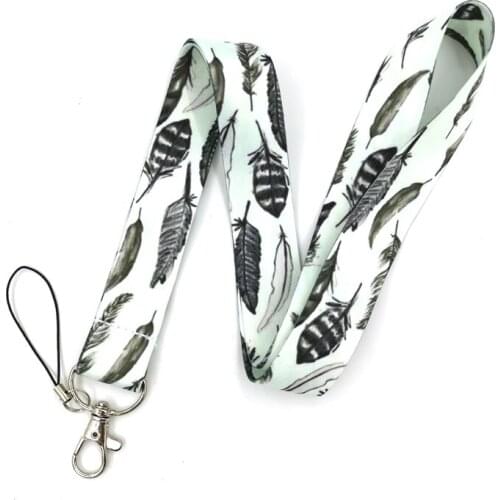 Vintage Leaves Feathers Gym Mobile Phone Straps USB badge holder DIY Hang Rope Lanyard JETTING Small Fresh Leaves Neck Strap