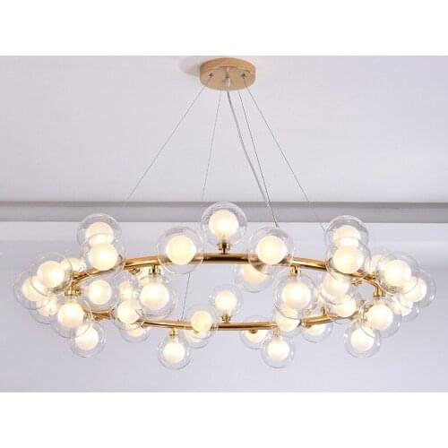 JUBILANT Modern Chandelier Light Glass Bubble Chandeliers Luxury Golden Light Fashion G4 Large Lights Living Room Hanging Lamps