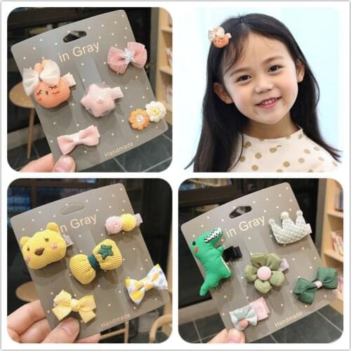 5pcs/lot New cute bear girls hair bows children Flower hair clips for baby hair Accessories Kids Barrettes Hairpins Headwear