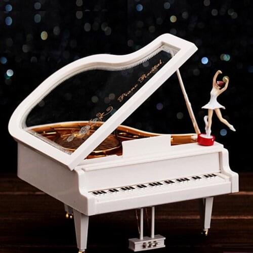 Clockwork Type Music Box Rotary Classical Ballerina Girl On The Piano Model Music Box Birthday Wedding Love Gift Home Decoration