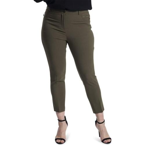 Hanezza Plus Size Women Fashion 2021 Summer Clothing Solid High Rise Regular Boot Cut Elegant Woven Trousers + 2XL - 8XL + Large Size Chic Jeans + 42 - 56 EU Casual Wear Female Plus Body Type Red, Khaki, Black, White
