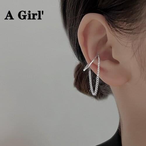 A Girl' Tassel Fringed Pearl Ear Clip Earrings Without Piercing Hoop Double Small Round Jewelry for Women No Pierced Earcuff