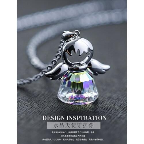 Fine Jewelry Accessory 925 Sterling Silver Guardian Angel Guardian Angel Crystal from Swarovskis For Woman Name Necklace Charm