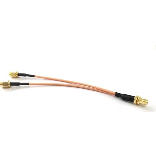 1 into 2 Y type splitter adapter RP SMA female jack switch 2X RP SMA male plug coax cable RG316 15cm 6"
