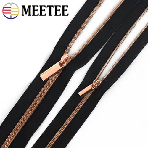 10M Rosegold Teeth 3# 5# Nylon Zipper for Sewing Clothes Plastic Coil Zippers Pencilcase Bag Zips DIY Garment Zip Accessories