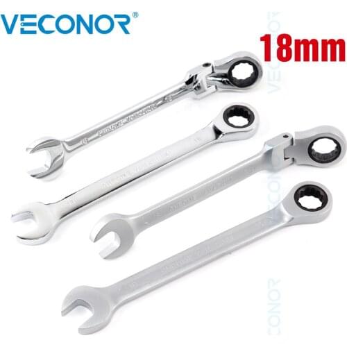 18mm Ratchet Key Wrench 72T Ratcheting Head Mirror/Dull Polished Single Wrench Tool Open-end Combination Spanner for Repairing