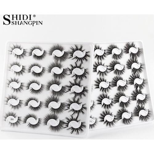 SHIDISHANGPIN 20 Pairs 3D Mink Lashes Natural Long False Eyelashes Pack Volume Soft Handmade Fake Eyelash Extension Faux Cils