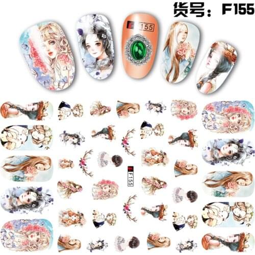 5 sheets Cartoon girl design thin adhesive beauty nail decals Nail Art decorations Stickers nail supplies tool F155-159