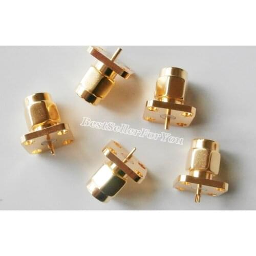 5Pcs RP-SMA Male Chassis Panel Mount 4 Hole Panel Flange Solder RF Connector