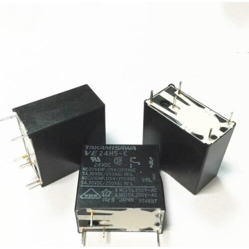 5pcs/lot 100%Original New Relay VE24H5-K 24V VE-24H5-K-24VDC VE-24H5-K 24VDC VE 24H5 K 24VDC 5PINS 5A