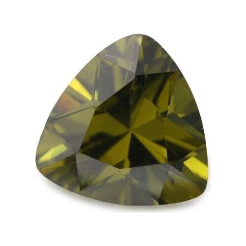 50PCS 3x3~15x15mm Trillion Shape Loose CZ Stone Olive Green AAAAA Cubic zirconia Synthetic stone For Jewelry DIY Gems Stone