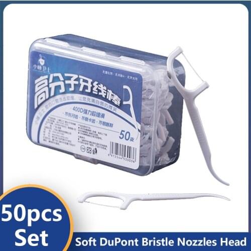 50pcs Lot Disposable Dental Flosser Interdental Brush Teeth Stick Toothpicks Floss Pick Oral Gum Teeth Cleaning Care Clean Floss