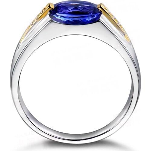 14k White Gold Tanzanite gemstone couple ring inlaid processing customized super shiny Jewelry Festival gift