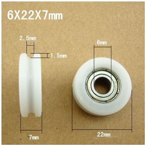 Free shipping 10 pcsU groove 696zz bearing wheel with groove 6*22*7 POM roller door wheel