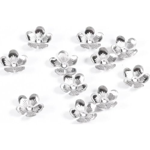 30/50/100PCS Flower Lotus Round Shape Stainless Steel Beads Caps Jewelry Findings Spacer Beads For Necklace Bracelets Making