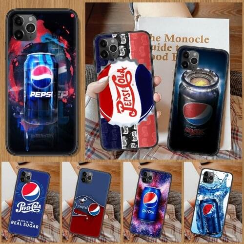 Funny Pepsis Cola Phone Case For iphone 5 5S SE 2 6 6S 7 8 11 12 Mini Plus X XS XR Pro Max black pretty cell cover soft coque