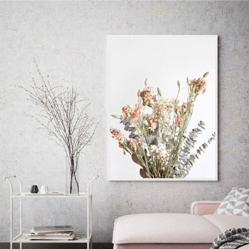 Floral Canvas Print Dried Flower Bouquet Poster Floral Wall Art Picture Modern Wall Painting Picture for Living Room Home Decor