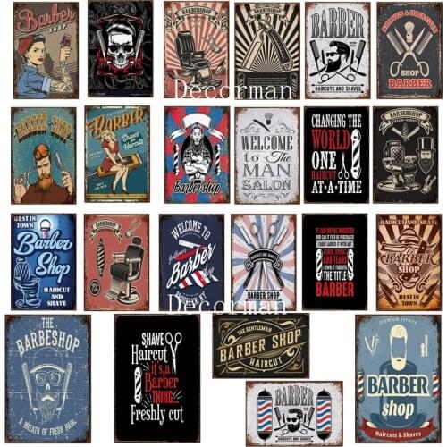 [ DecorMan] Custom Barber Shop Tin Signs Posters Vintage Metal Painting Club Decor LTA-1703