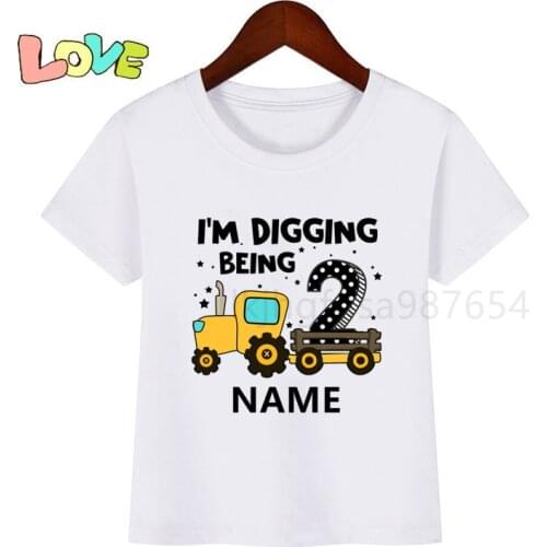 Boys and Girls Tractor Birthday Number Printed T-shirts 1-9 Boys Cool T-shirts Boys and Girls Funny Gift T-shirts