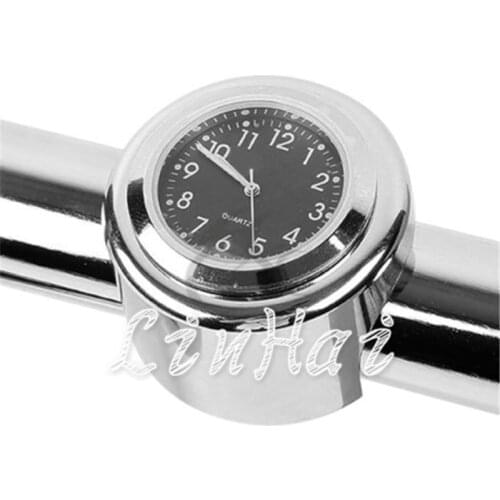 7/8" 1" Motorcycle Handlebar Chrome Black Dial Clock For Yamaha V-Star Road Star