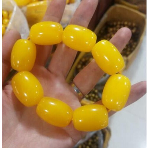 Chinese Tibet Mila Bracelet Mala Prayer Bead Amber Resin Yellow Colour Bracelet