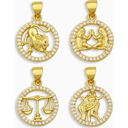 OCESRIO DIY Cubic Zirconia 12 Constellations Pandent Supplies For Handmade Small Pendant Jewelry Making Accessories pdta125