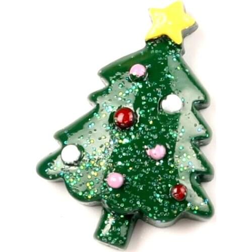 LF 10Pcs Resin Christmas Tree Patch Decoration Crafts Flatback Cabochon Embellishments For Scrapbooking Diy Accessories