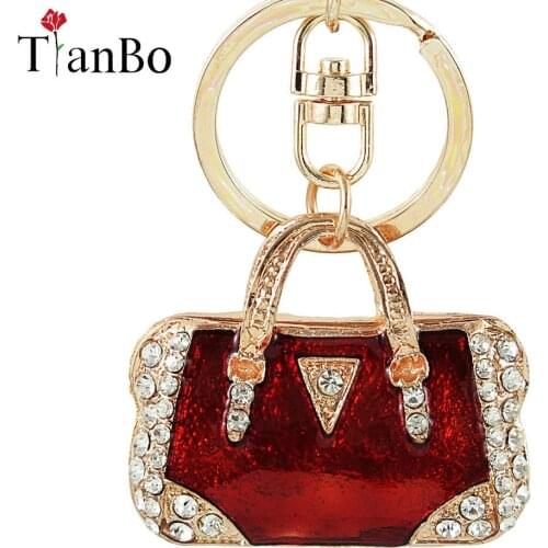 Fashion Charm Fashion Keychain Creative Handbag Shaped Design Keychain Crystal Purse Bag Keyring Key Chain Female Fashion Gift
