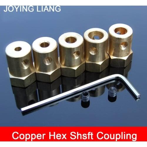 Pure Copper Hex Shaft Coupling Robot Intelligent Car Tire Connector Dc Gear Motor Model Shaft Couplings