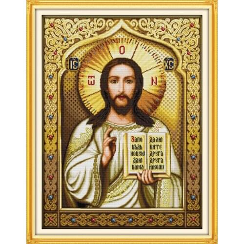 Jesus Chanting(2) People Cross Stitch Kits 14CT White 11CT Print Paintings Embroidery DIY Handmade Needle Work Home Decor Ricamo