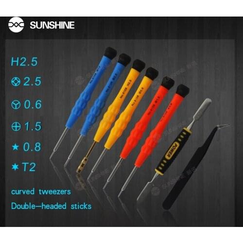 SUNSHINE 8 in 1 precision screwdriver set repair opening tweezers set watch mobile phone computer DIY disassembly tool SS-5111