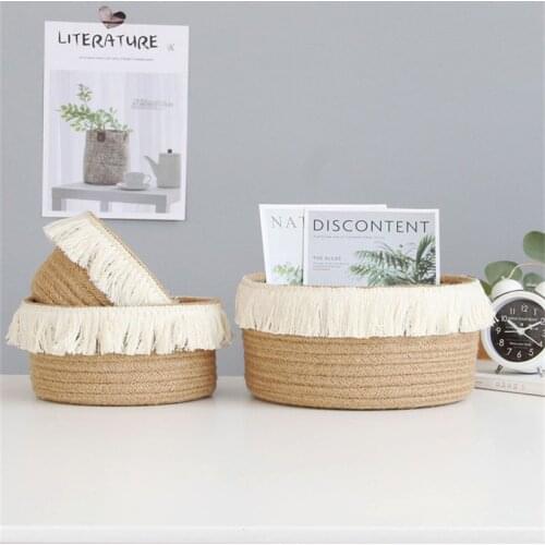 Table Basket for Toy Book Clothes Sundries Make Up Storage Home Decoration Organzier Cotton Rope Woven Barrel Box Opbergman