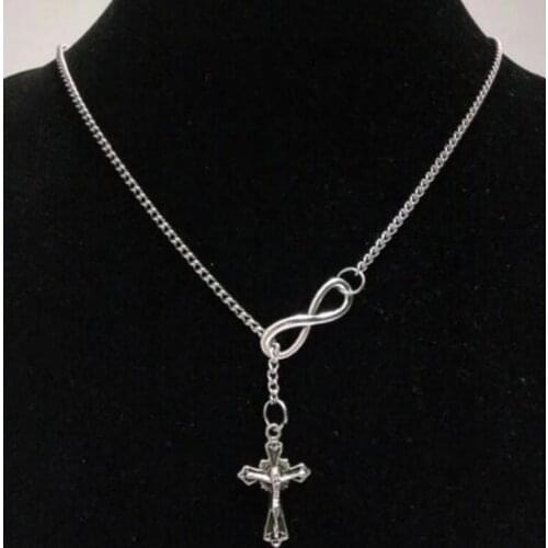 New Fashion Infinity Cross Necklace Vintage lucky 8 Christian Pendants Amulet Chain Necklace Jewelry Gift