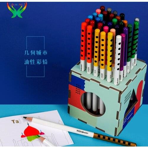 Original MIYA 24/36/48 Colors Lead New Product Geometric City Oily Colored Pencils Professional Oily Colored Pencils