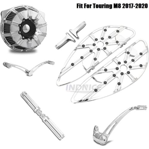 Passenger driver Floorboards Air cleaner intake filter Brake arm shifter Heel Toe Shift Lever Fit For harley road king FLHR FLHX