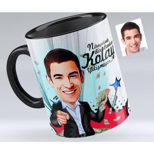 Personalized Mr Banker Caricature Of Black Mug cup-2