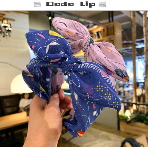 Rabbit ear Knot Bow Hair band floral print Korean headband Style 2020 Girls Turban cute Women Hair Accessories hair ornament