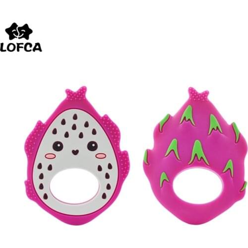 LOFCA Baby Teather Baby Teething Toys Silicone Teethers BPA Free Dragon Fruit Pendant Food Grade Chew Silicone Beads Bracelet