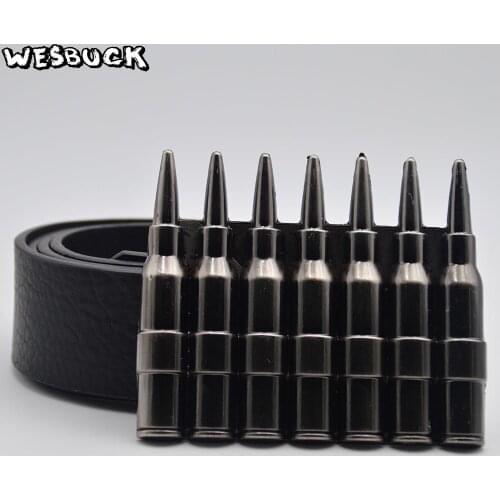 5 PCS MOQ WesBuck Brand Big Bullet Belt Buckle Fashion Casual Belt Buckle with PU Belt Jeans Accessories