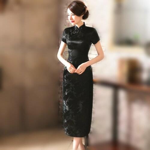 Plus Size Traditional Chinese Dresses Cheongsam Dragon Phoenix Long Qipao Dress Sexy Split Tang Costume Lady Banquet Qipao