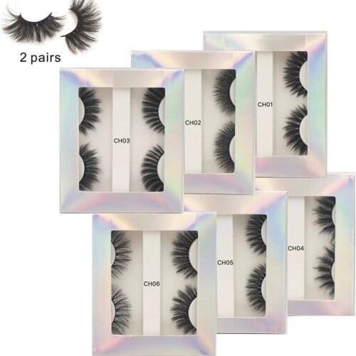 2Pairs New 3D Mink Lashes Natural False Eyelashes Dramatic Volume Fake Lashes Makeup Eyelash Extension Silk Handmade Eyelashes