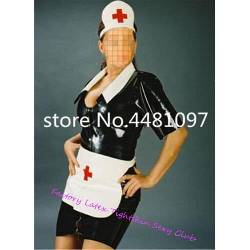 Sexy Latex Nurse Doctor Uniform Cosplay Costume for Women with Hat Exotic Rubber Costumes sexy halloween costumes