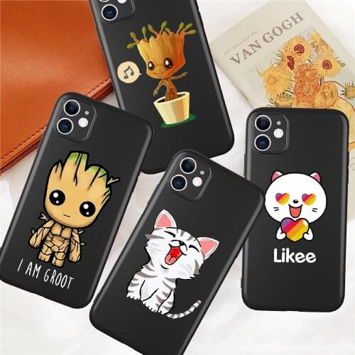Likee Couple Cat Cartoon Cute Phone Case for IPhone 12 Mini 5 6 6S 7 8 SE Plus X XS XR 11 Pro Max Coque Silicone Cover Plain