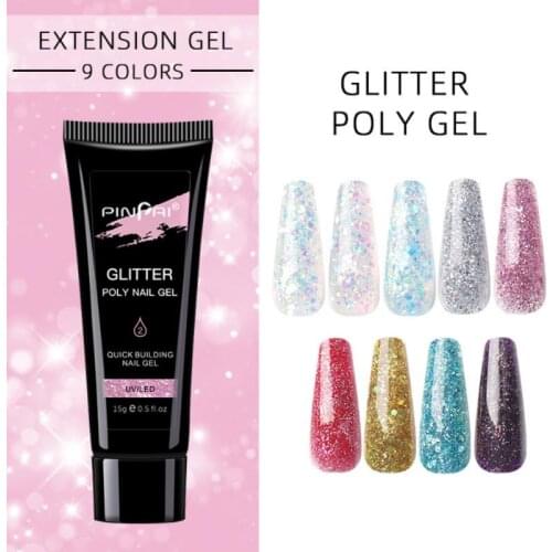 PINPAI Builder UV Gel DIY Kit Jelly Crystal Nail Art Nail Polish Quick Extension Glitter For Manicure TSLM2