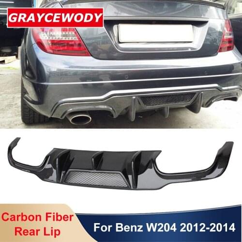 V Style Real Carbon Fiber Rear Lip Car Protector Bumper Diffuser For Mercedes BENZ C Class W204 C63 AMG 2012-2014 Modification