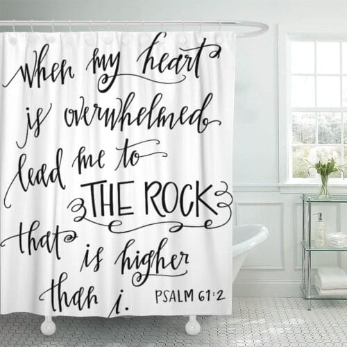 Verse My Rock Bible Christian Quote Scripture Heart Shower Curtain Waterproof Polyester Fabric 72 x 72 Inches with Hooks